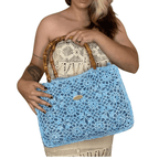 Bolsa em Crochê de Alças de Bambu Chiquetê Chiquetê
