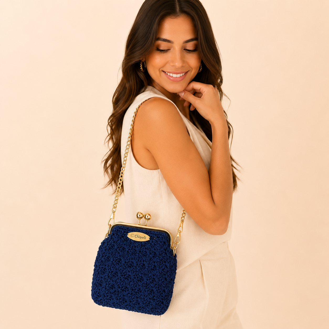 ChiQueTê Golden Chain — Luxury Crochet Party Bag
