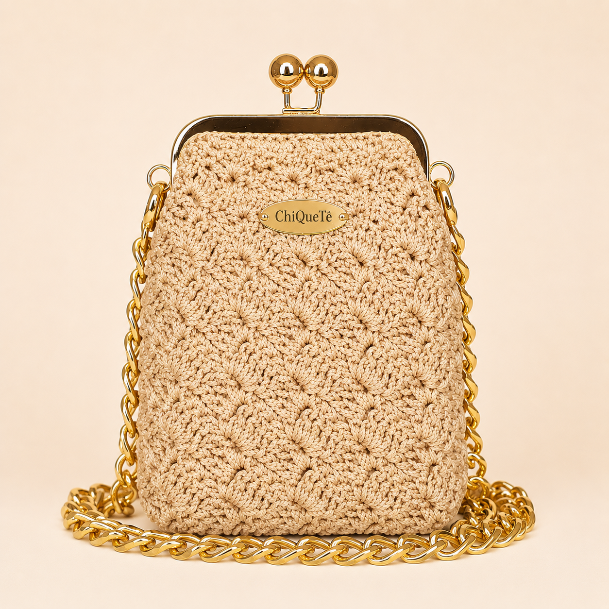 ChiQueTê Golden Chain — Luxury Crochet Party Bag