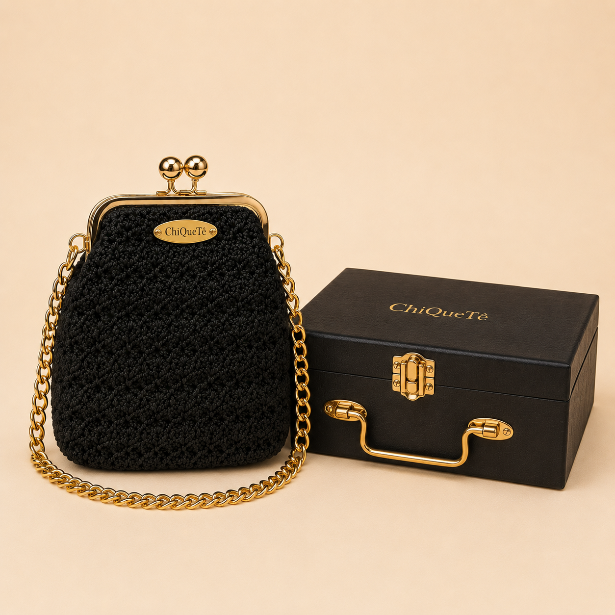 ChiQueTê Golden Chain — Luxury Crochet Party Bag