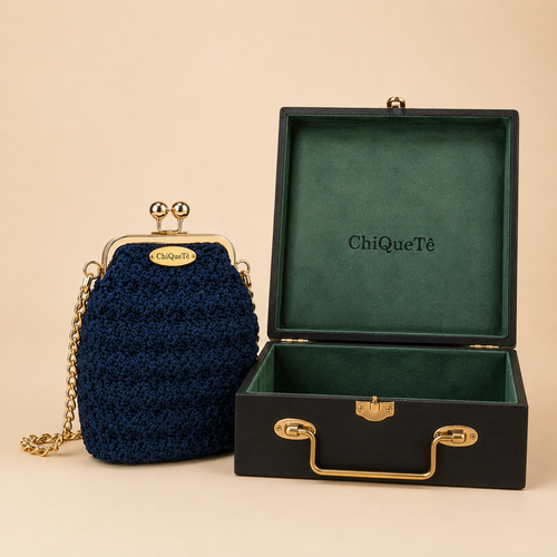 Small Crochet Party Bag with Golden Chain